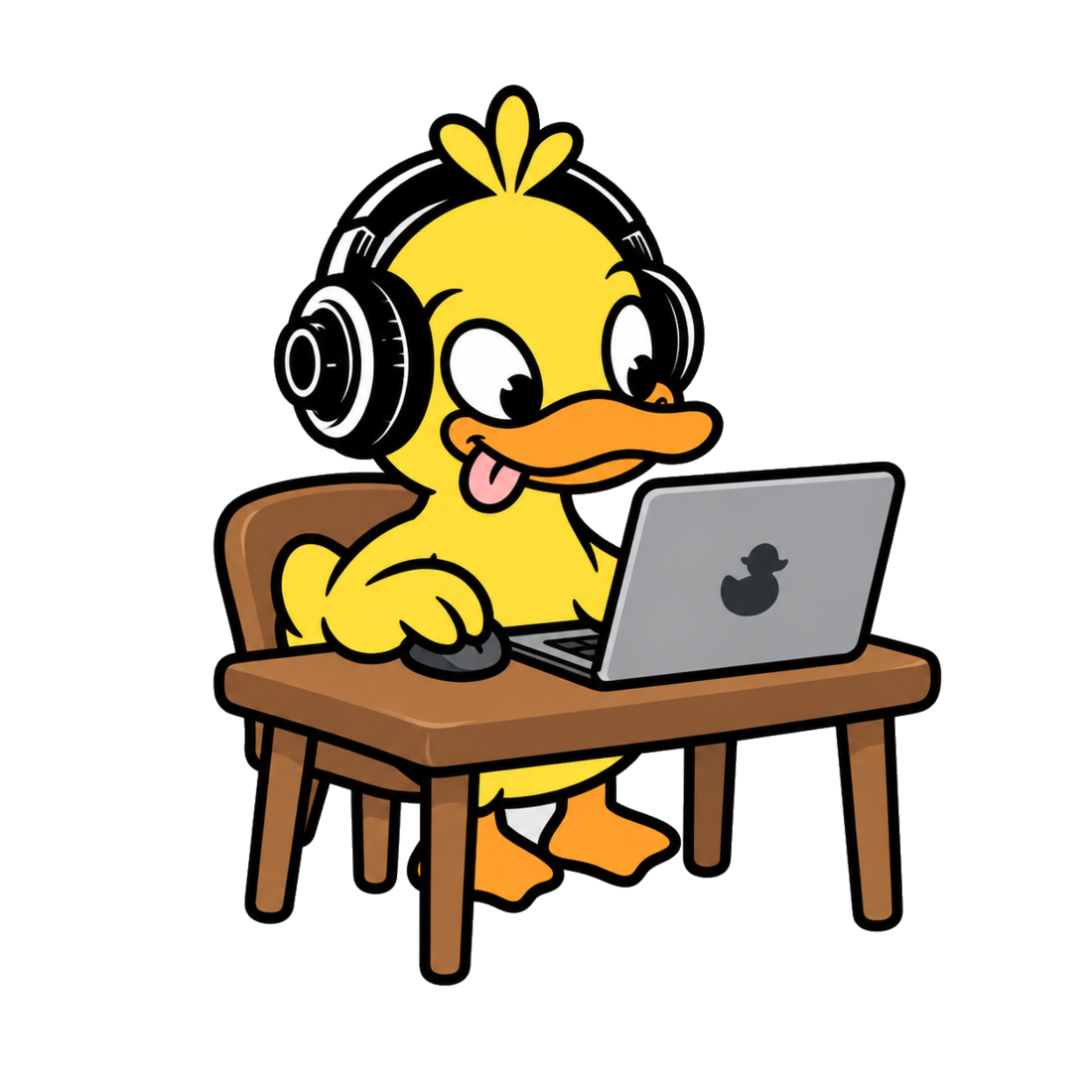 GrooveDuck working on a laptop