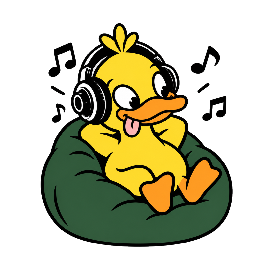 Cozy GrooveDuck relaxing in a beanbag