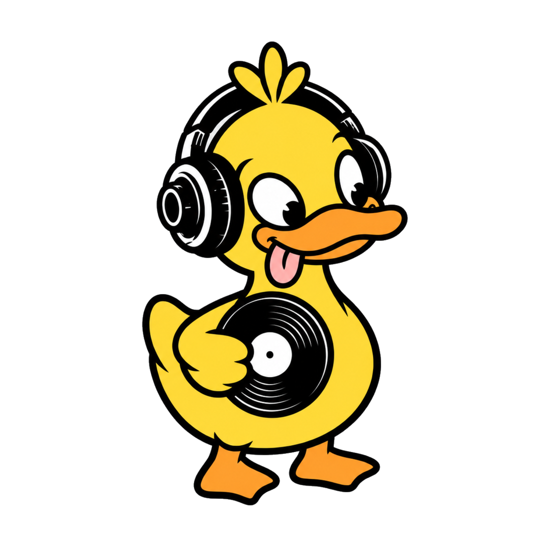 GrooveDuck holding vinyl